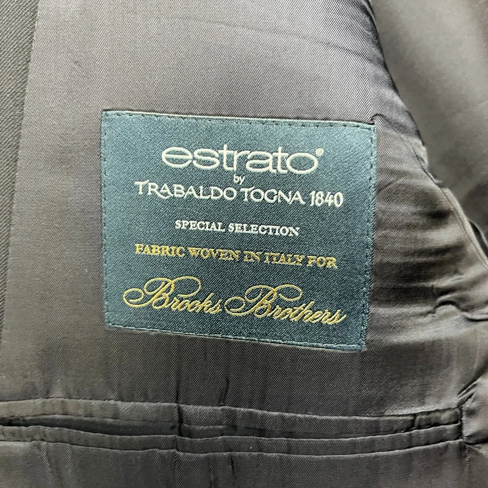 Brooks Brothers 1818 Madison Blazer Mens 44R Navy Blue Wool Estrato Sport Coat
